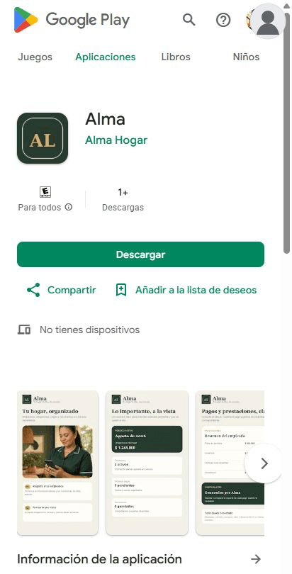 Instala desde Google Play: Alma · Instalar