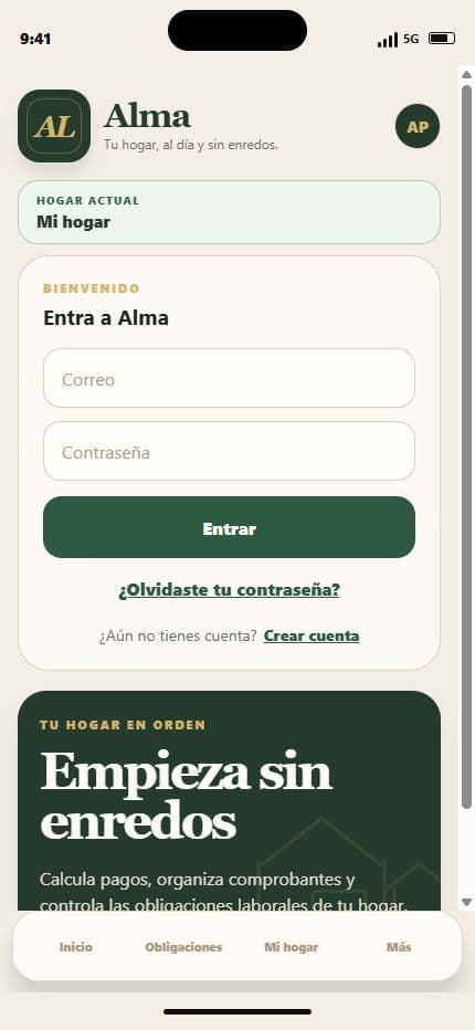 Entra a Alma: Crear cuenta o iniciar sesión